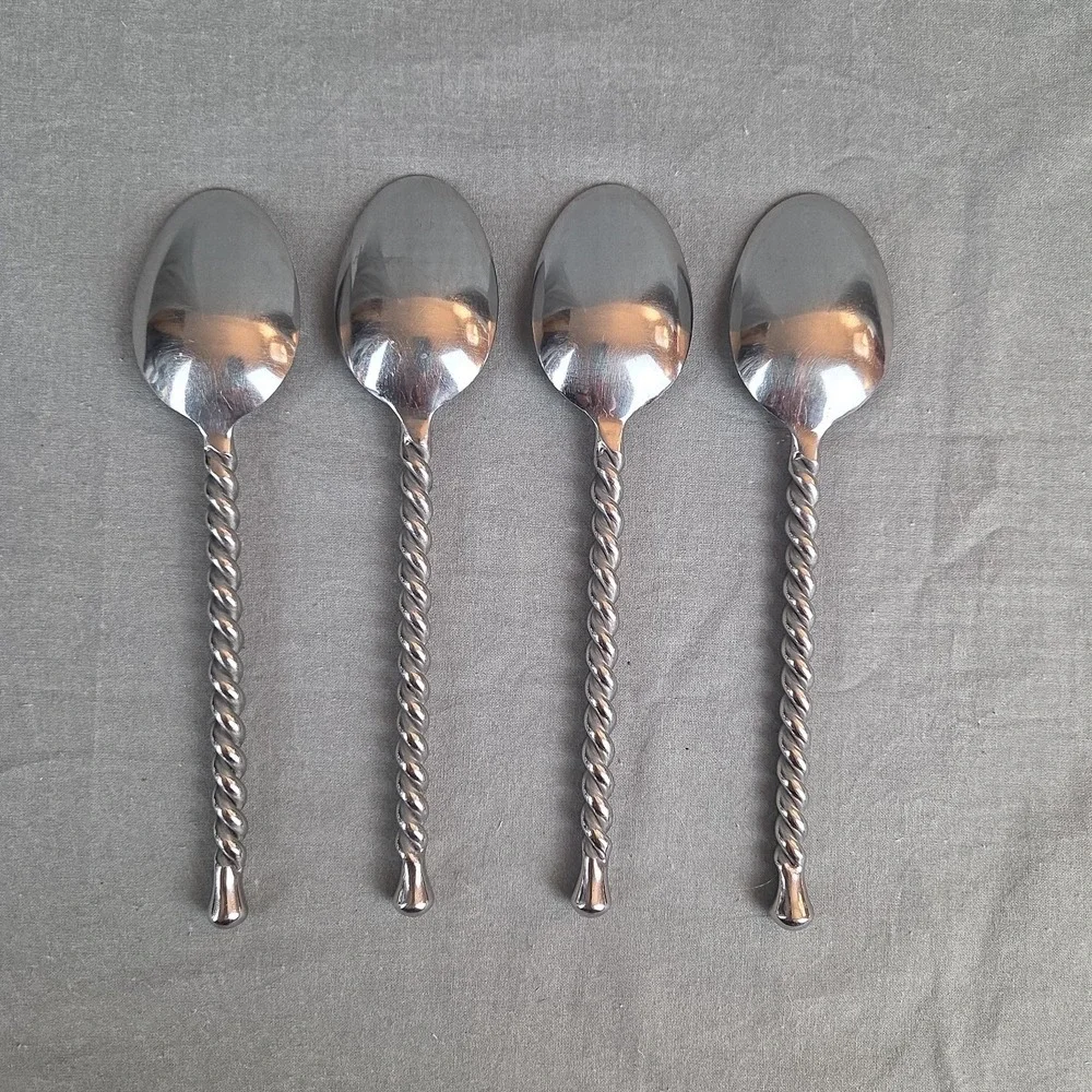 Gourmet Settings SILVER TEAR Twist 18/10 Stainless Steel Flatware 4  Spoons